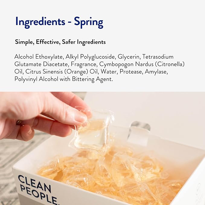 The Clean People Laundry Detergent Pods - Hypoallergenic Laundry Pods - Ultra Concentrated, Recyclable Packaging, Stain Fighting - Spring Scent, 96 Pack