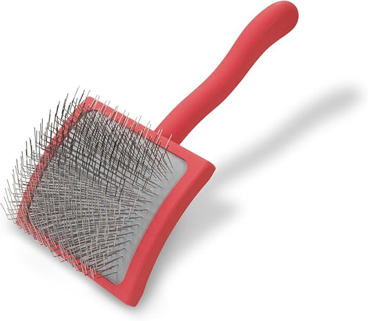 Chris Christensen Big G Dog Slicker Brush for Dogs (Goldendoodles, Labradoodles, Poodles), Groom Like a Professional, Fluff Detangle Style, Saves Time Energy, Coral, Large