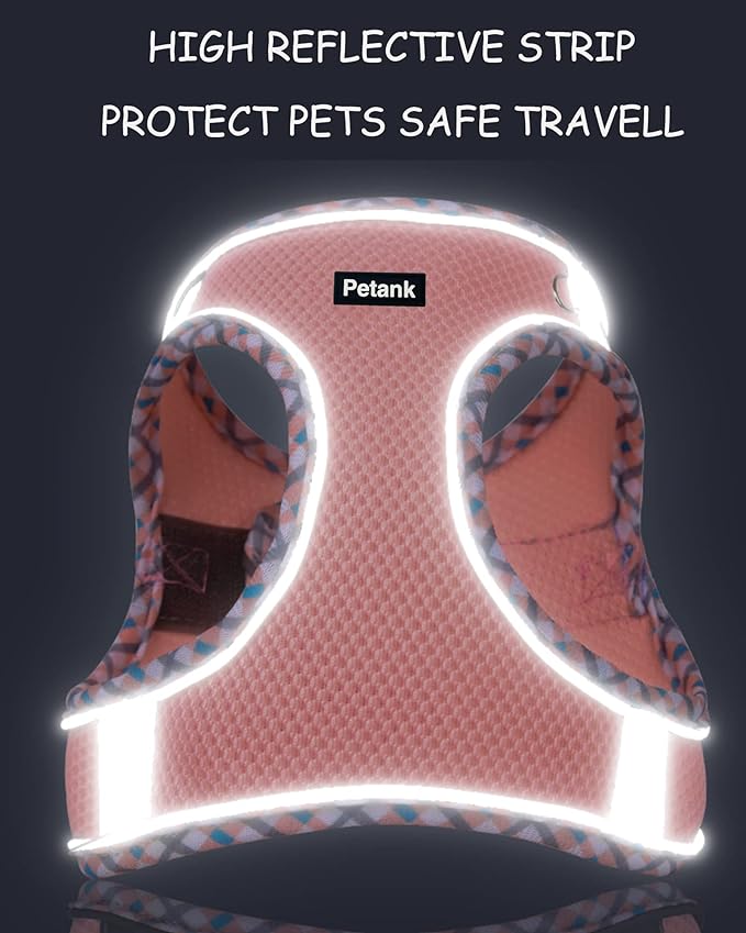 Petank Dog Harness for Small Medium Dogs No Pull, Puppy Harness and Leash Set, Step in Dog Harness for Walking, Running, Training, Small Dog Vest(Pink, XS)