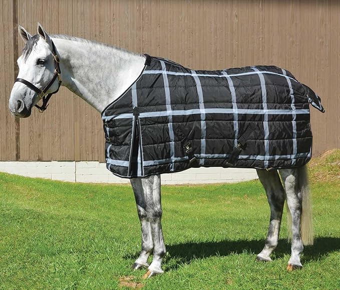 Country Pride Highland 1200D Lightweight Stable Blanket (82, BlackPlaid)