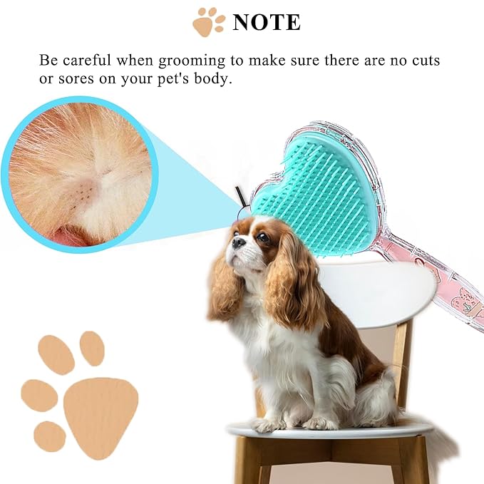 Small Dog Brush, Soft Dog Grooming Comb for Shih Tzus, Yorkies, Maltipoos, Maltese, Love Shape Puppy Massaging Pet Hair Brush, Cat Brush, for Small Dogs Cats of All Hair Types (Pink Blue)