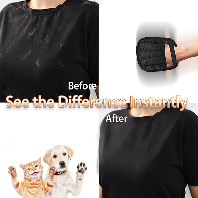 Pet Hair Removal Glove for Dogs and Cats, 1PCS Upgrade Reusable Electrostatic Gloves for Deshedding, Washable Cat Grooming Brush Five-Finger Magic Gloves for Clothing Carpet Sofa Car Seat