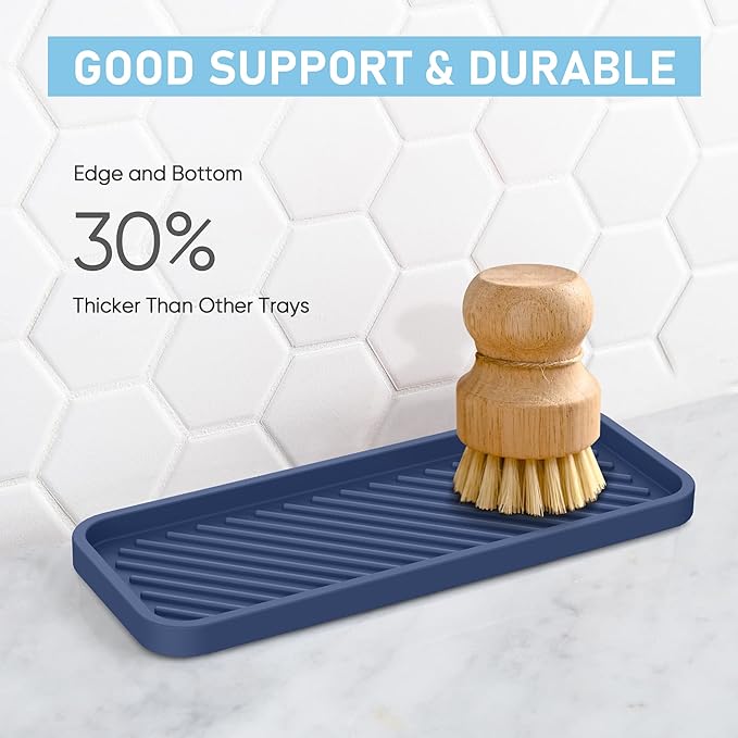 EG-SIPRO Silicone Sponge Holder, Kitchen Sink Organizer Tray, Sponge Caddy for Bathroom Counter, Dish Soap Holder, Scouring Pad Holder