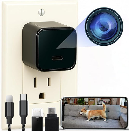 ALPHA TECH Indoor Camera with 160° Wide Angle, Plug in Offline Camera, No WiFi or App, Local SD Storage for Home Use