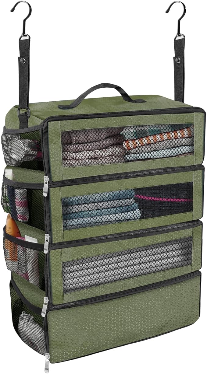 Suitcase Organizer, Travel Luggage Organizer Portable Hanging Travel Shelves Collapsible Hanging Packing Cubes for Carry on Suitcase