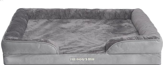 The Dog’s Bed Replacement Outer Cover & Bolster for Standard Foam Beds, Flannel Fabric, Silver Grey, XXL