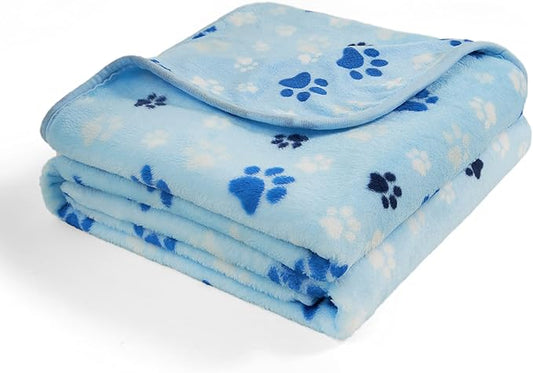 Allisandro Luxurious Dog Blanket, Extra Softness 350 GSM Flannel Fleece Pet Throw for Small Medium and Large Dogs Puppies and Cats, Blue, 80 × 64 Inches