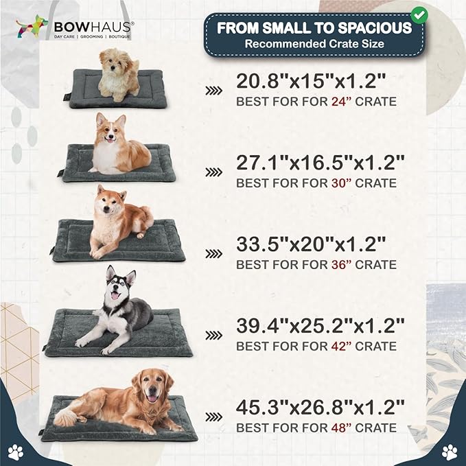 45.3" x 26.8” Machine-Washable Fluffy Dog Bed for 48" Kennel, Soft Crate Mat with Non-Slip Bottom, Cozy Pet Pad for Sleeping, Large Dog Kennel Flat Bed