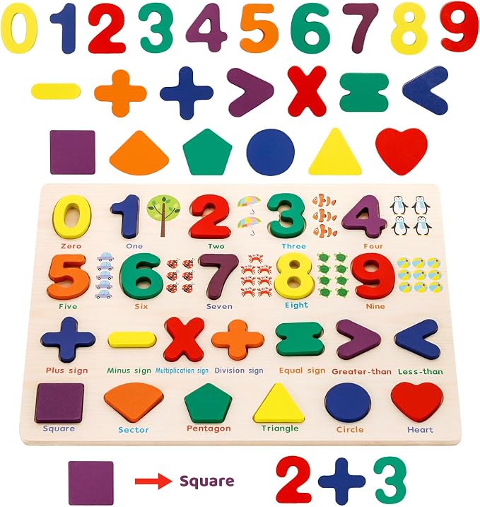 Attmu Alphabet Wooden Puzzles for Toddlers 2 Pcs ABC Shape Number Puzzle | Learning Toys for Kids, Preschool Educational Activities Toddler Gift Toys for Girls Boys Christmas Valentines Easter