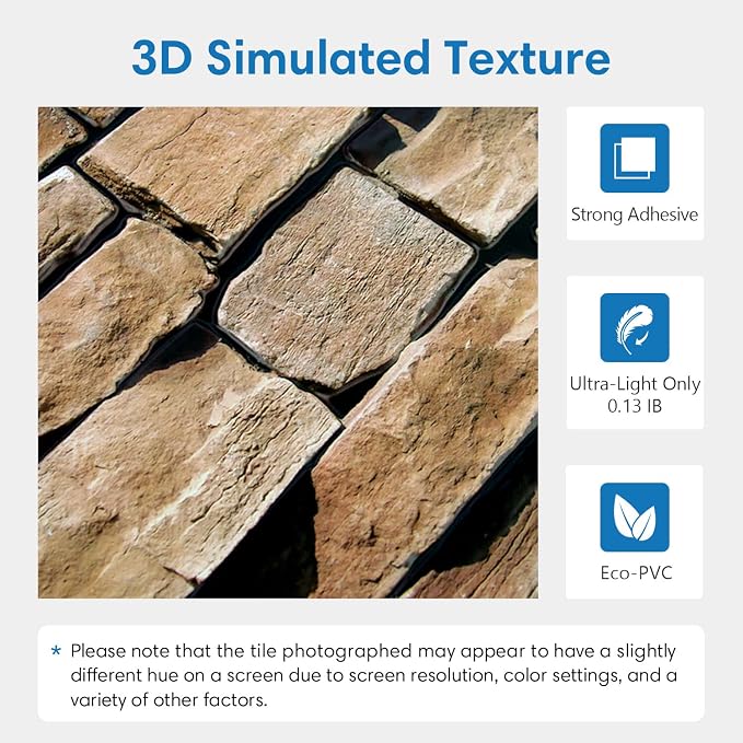 COMSTICKC Peel and Stick Faux Stone Wall Sticker Wall Panels, Not Real Stone