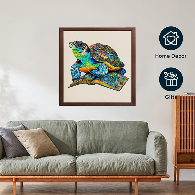 Mys Aurora Sea Turtle Puzzles for Adults, 200 Pieces Unique Jigsaw Puzzles | 5MM Thick Ocean Wooden Puzzles for Adults and Kids Birthday Gifts Family Game, 12 x 10 Inches