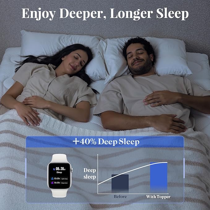 OhGeni Cooling 4 inch Dual Layer Twin Mattress Topper, 2 inch Cooling Gel Memory Foam, 2 inch Down Alternative Pillow Top Pad, Mattresses Cover for Bed, Medium Support, Fits 6”-19” Deep Pocket