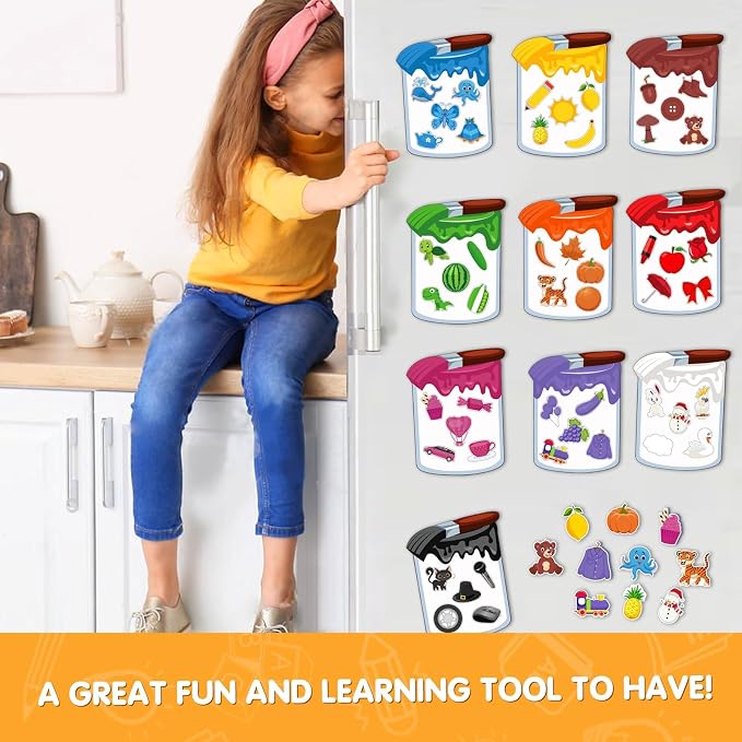EAMAY Magnetic Color Sorting Set for Kids, Fridge Magnets for Toddlers 1-3, Preschool Circle Time Learning Center Activities, Matching Games Use on The Whiteboard