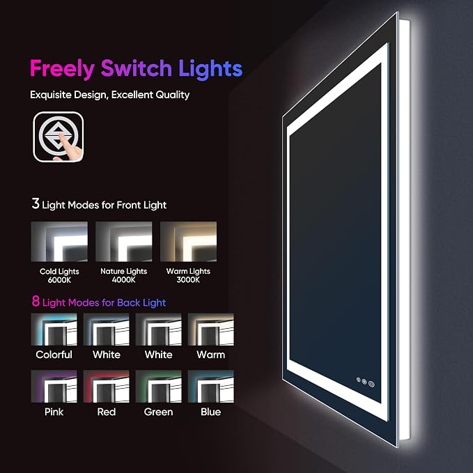 Antok 28"x 60" LED Bathroom Mirror