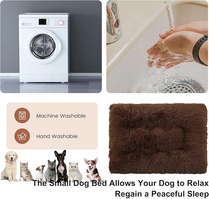 Dog Crate Mat, Dog Bed for Large Dogs, Comfy Fluffy Kennel Pad Anti-Slip for Dog beds & Furniture, Quilted Dog Bed for Pets for Medium/Small Dogs Cats (Color : Coffee, Size : 43x29)