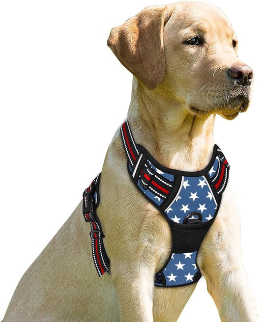 BARKBAY No Pull Dog Harness Front Clip Heavy Duty Reflective Easy Control Handle for Large Dog Walking(Star,M)