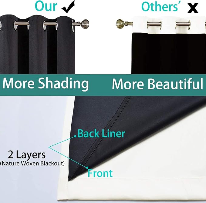 Yakamok 63 Inch Length 100% Blackout Curtains