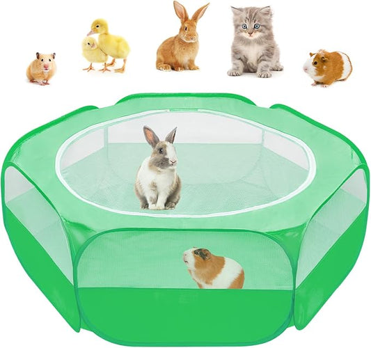 Amakunft Small Animal Pop-Up Playpen with Mesh Cover, 47'' x 23.6'' x 15'' Chicken Brooder Box, Play Pen Indoor Outdoor for Guinea Pigs, Bunny, Rabbits, Kittens
