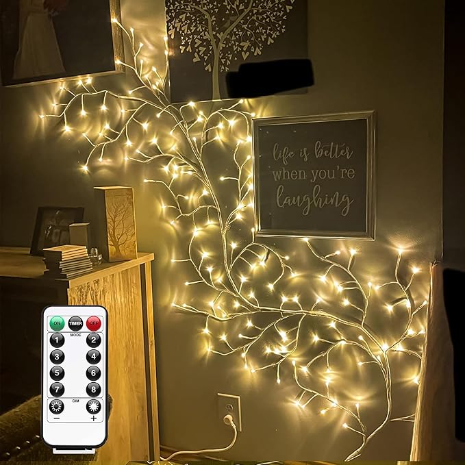 Willow Vine Lights with Remote for Wall: 7.5ft LED Enchanted Vines Lights DIY