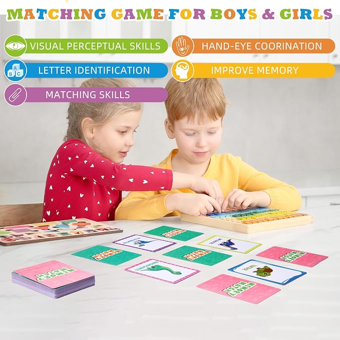 Zubebe 8 Sets Memory Matching Card Game Ages 8+, Family Party Game,Style 1 | Learning Toy with Animal Dinosaur Food Themes, Ideal for Family Night Classroom Prizes Party Favors, Builds Memory Skills
