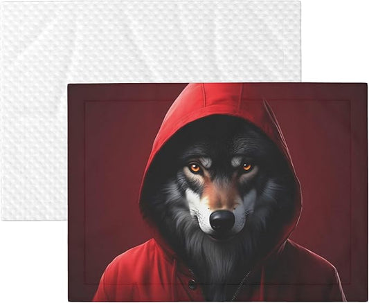 Waterproof Dog Blanket Soft Pet Blanket for Puppy Cat, Fleece Cat Throw Blankets for Furniture Bed Couch Sofa Reversible - Mysterious Hooded Wolf