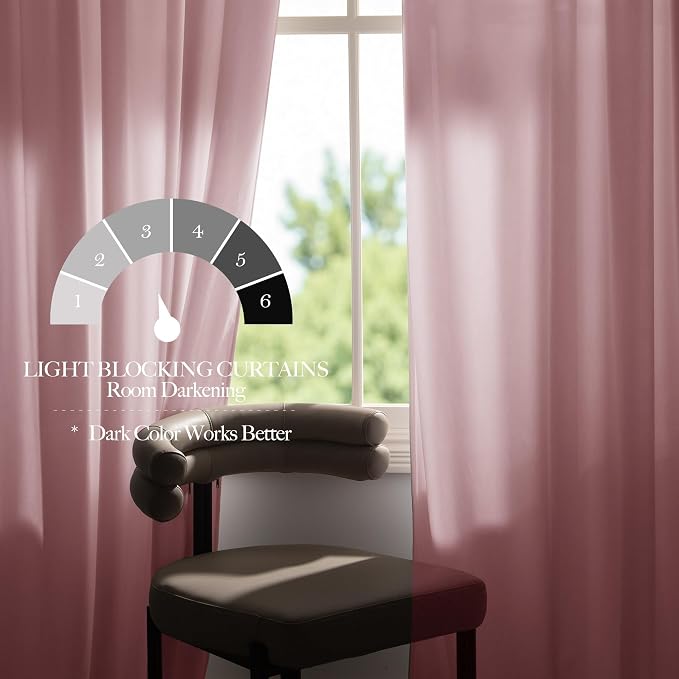 NICETOWN Baby Pink Velvet Curtains 96 inch Length, Room Darkening Thermal