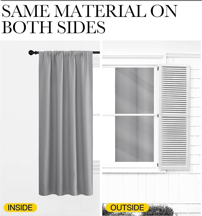 NICETOWN Silver Grey Blackout Curtains