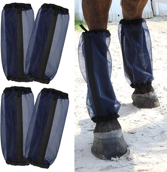 All-Purpose Fine Mesh Horse Fly Boots Breathable Anti-Fly Leggings with Sturdy Support Strips Reduce Annoying Stomping & 360°Leg Protection Durable Easy-Clean Material 4-Pack Lavender Purple