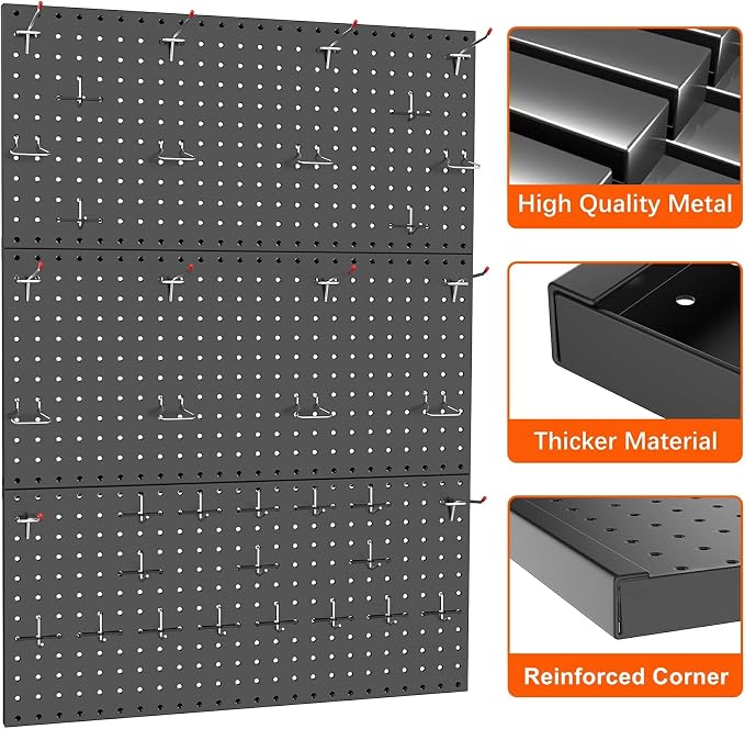 TORACK 3 PCS Metal Pegboard Panels