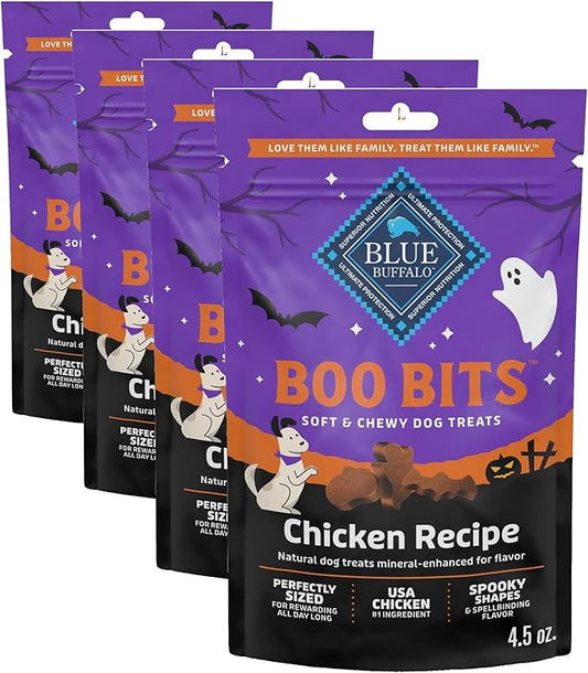 Blue Buffalo Boo Bits Soft & Chewy Halloween Dog Treats, Tasty Chicken Recipe, 4.5-oz Bag (Pack of 4)