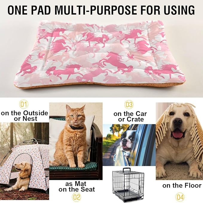 Pink Unicorn Pet Bed Cute Dog Bed Mat Absorbing Non Slip Pad Pet Sleeping Mat for Small, Medium, and Large Dogs Puppy Cat 24 in x 18 in