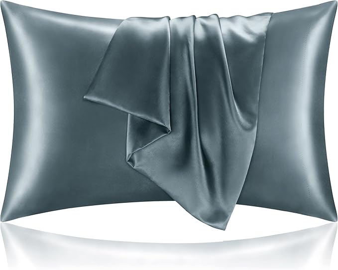 BEDELITE Satin Pillowcase for Hair and Skin, Super Soft and Cooling Similar to Silk Pillow Cases 2 Pack with Envelope Closure, Gift for Women Men(20"x36" King Size, Space Grey)