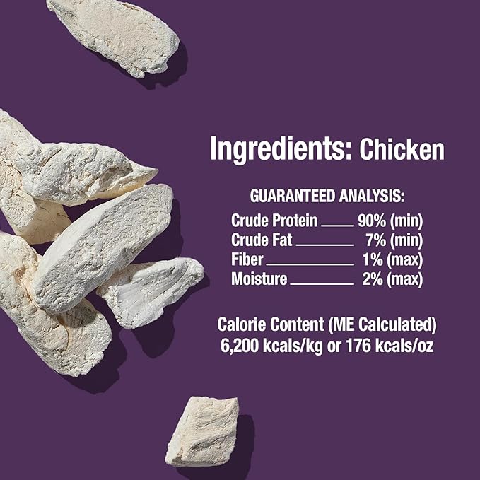 Whole Life Dog Just One Chicken Freeze Dried Dog Treats - Human Grade High Protein Food, Healthy Training Snacks, Freeze Dried Food Toppers, USA Made Natural Treats - 21 oz (Pack of 4)