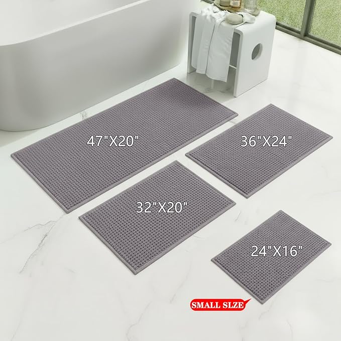 Bathroom Rugs Non Slip Washable, Super Absorbent Thin Bath Mat for Small Quick Dry Low Pile Bathroom Rug, (Light Gray, 36″x24″)
