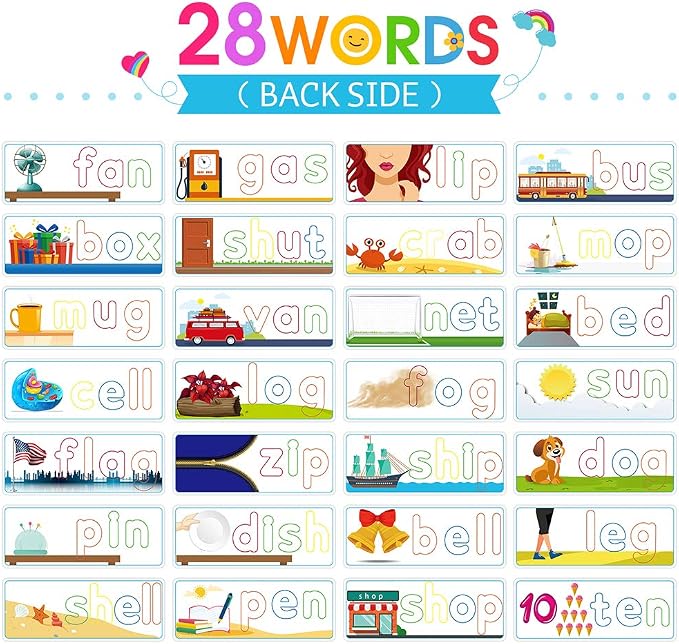 KMUYSL Learning Toys for 3 4 5 6 Years Old Boys and Girls - See & Spell CVC Word Builders with Alphabet Cards for Kids, Preschool Learning Activities Toys, Idea Birthday Gifts for Age 3-5 4-6 Kids