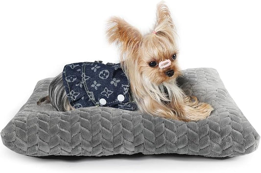 Crate Pads for Dog Cages Dog Bed for Small Dogs Crate Washable 22 inch Dog Crate Bed Dog Mats for Sleeping,Up to 15 lbs Soft and Fluffy Small Dog Bed for Crate Tire Printing Gray S.