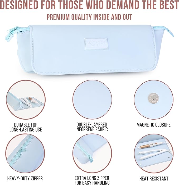 BAREFOOT CARIBOU Hair Tools Travel Bag and Heat Resistant Mat for Flat Irons, Straighteners, Curling Iron, and Haircare Accessories, 2-in-1 design, with Interior Pockets, Portable Organizer