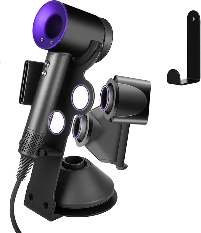 I'SMARTMOON Holder for Dyson Supersonic Hair Dryer,Magnetic Absorption Storage,Heat Resistant Alloy Anti Slip Base,Minimalist Space-Saving Design for Bathroom Countertops,Stylists Daily Routine