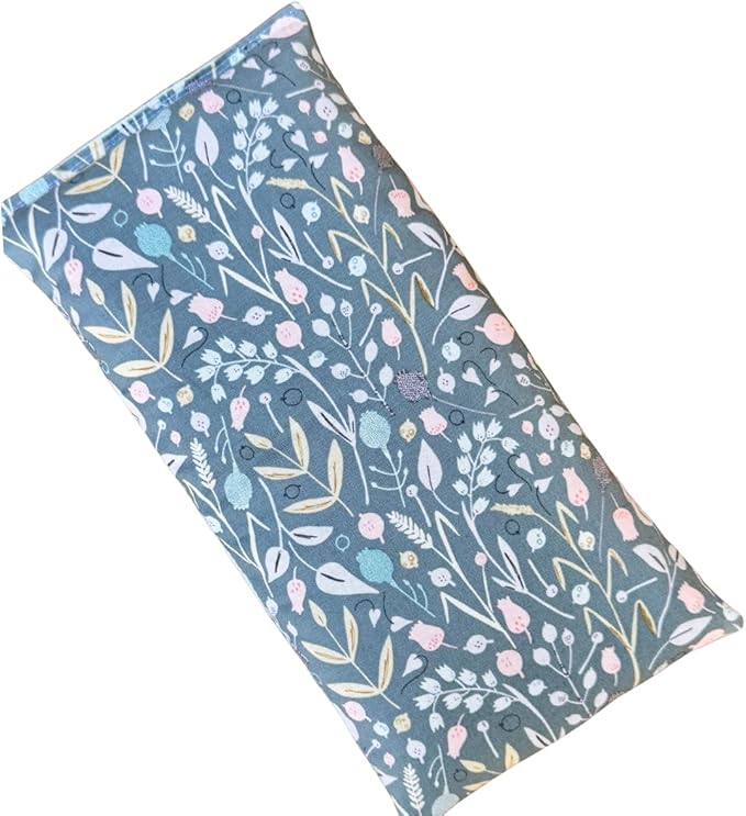 Microwave Heating Pad Flax Seed, Scented Unscented, Good for Back Pain Cramps, Moist Heat Therapy Ice Pack, Microwavable Bean Bag, 6" x 12" (Green Floral, Peppermint)