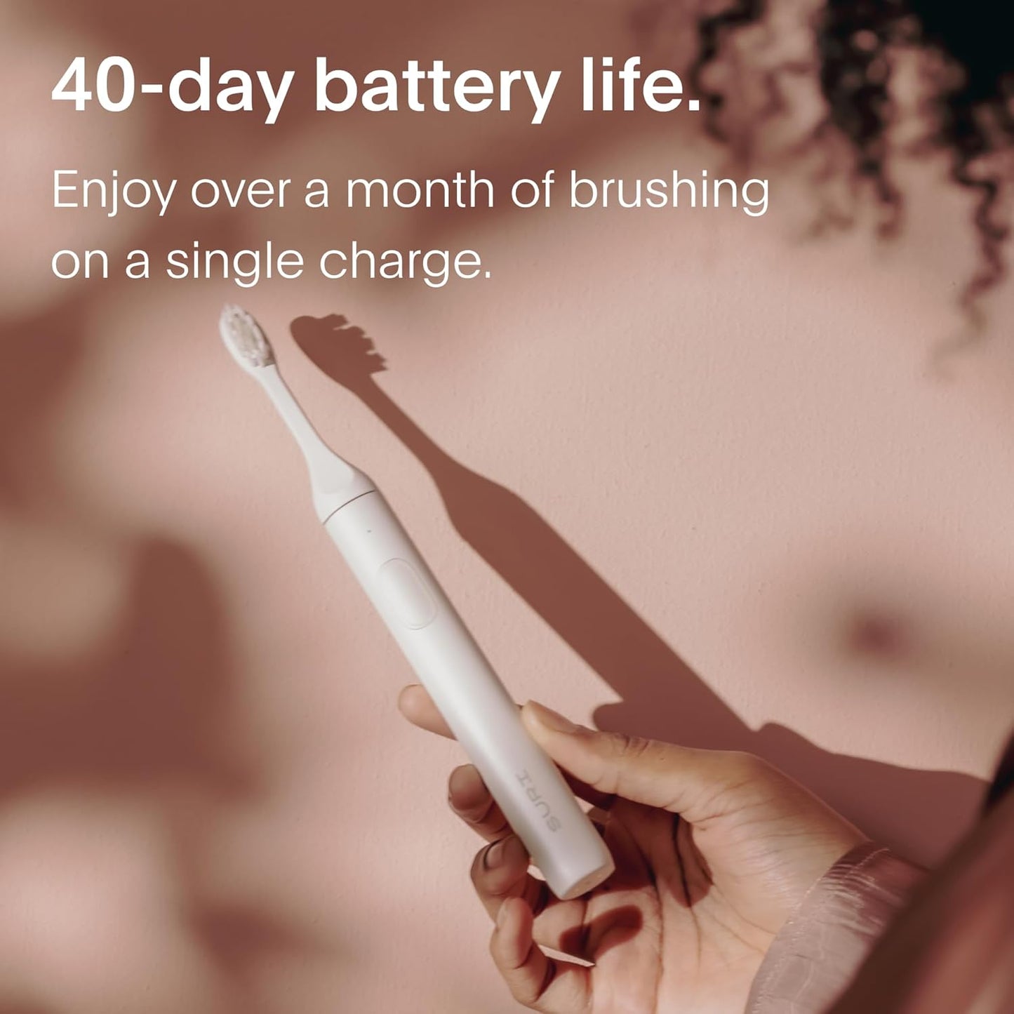 SURI 1.0 Sonic Electric Toothbrush | 40+Day Battery | Designed in California | Sustainable Electric Toothbrush for Adults | Travel Toothbrushes | Tooth Brush | White