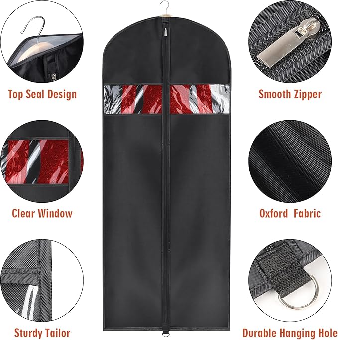 Univivi 16 Pack Suit Cover Bags 60 Inch Garment Bags for Hanging Clothes, Garment Bags for Women Dresses with Clear Window and ID Card Holder for Suit Jacket, Skirt, Shirt and Coat