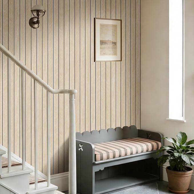 Arthome Peel and Stick Slat Wall Panels 15.7 "x120, Self-Adhesive PVC Wood