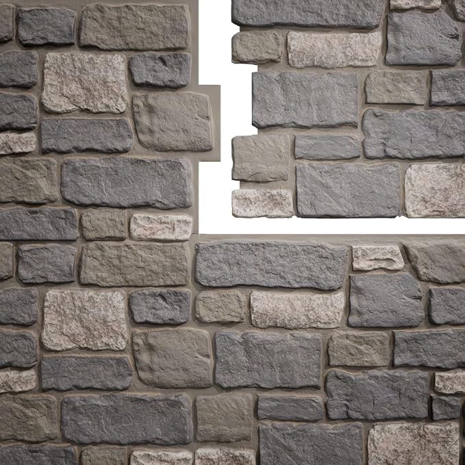 EverStone Cobblestone Faux Stone Panel, Midnight Granite Color