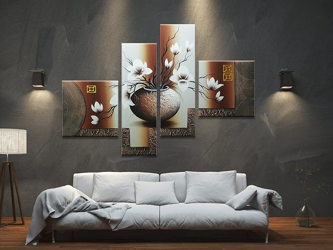 Wieco Art Huge Size Artwork 4 Panels 100% Hand-painted Modern Canvas Wall Art