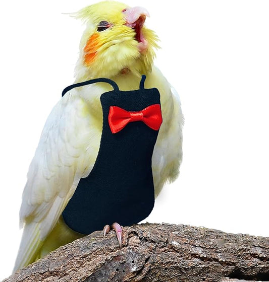 Bird Diaper Washable Reusable Parrot Diapers Flight Suit Nappies Protective Breathable Parrot Nappy Clothes for Parakeet, Macaw, Budgie, Canary, Cockatiel (Black, Medium)