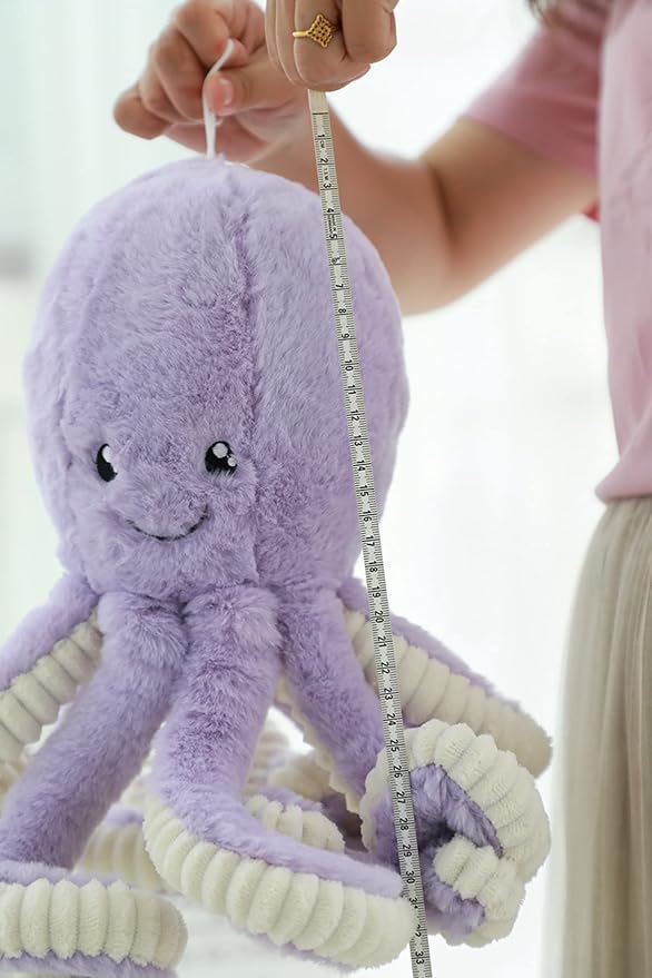 Fluffy Octopus Stuffed Animal Hugging Pillow Plush Toy Doll Purple,15.7Inch | Sweet Smile Face | 8 Springy Tentacles | No Loose Parts | Machine-wash | Safe Polyester Fill | Sturdy Stitched | Ideal Gift