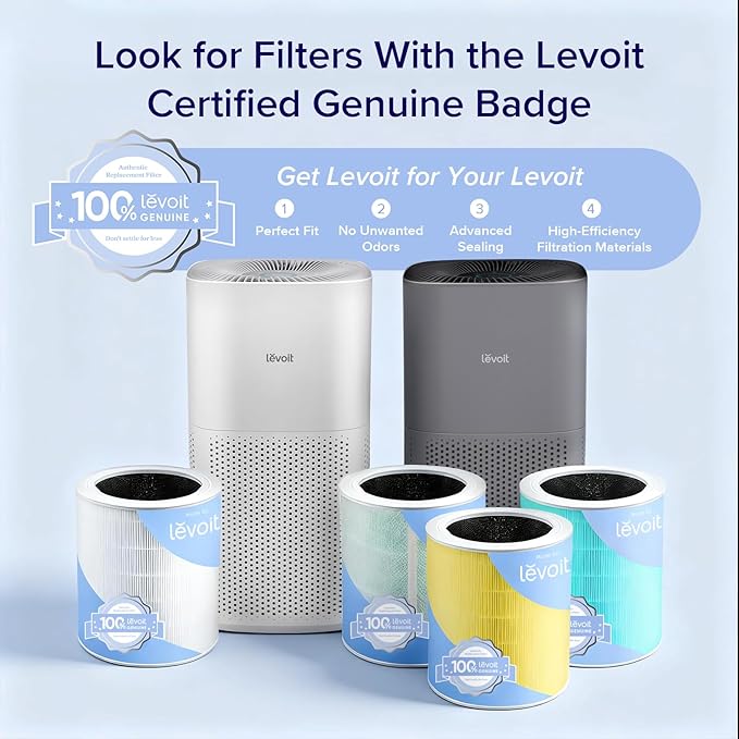 LEVOIT Air Purifiers for Home Large Room Up to 2933 Ft² With HEPA Sleep Mode, AHAM VERIFIDE, Smart WIFI, PM2.5 Monitor, 3-in-1 Filter For Smoke, Pet Allergies, Dust, Alexa Control, Core 600S-P, Grey