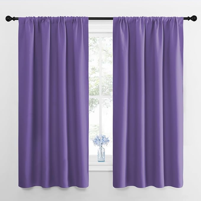 NICETOWN Blackout Curtains for Bedroom, Lilac Purple, 1 Pair, 42 by 45-inch