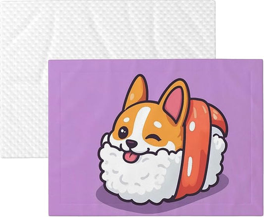 Waterproof Dog Blanket Soft Pet Blanket for Puppy Cat, Fleece Cat Throw Blankets for Furniture Bed Couch Sofa Reversible - Corgi in Sushi Roll