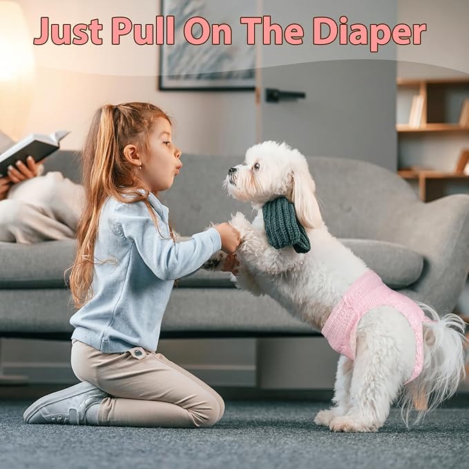 Ambreview Disposable Dog Diapers Female, Just Pull It Up, Doggie Diapers for Female Dogs, Strong Absorbency | Leak Proof, for Dogs in Heat | Elderly | Disabled, S 30 PCS